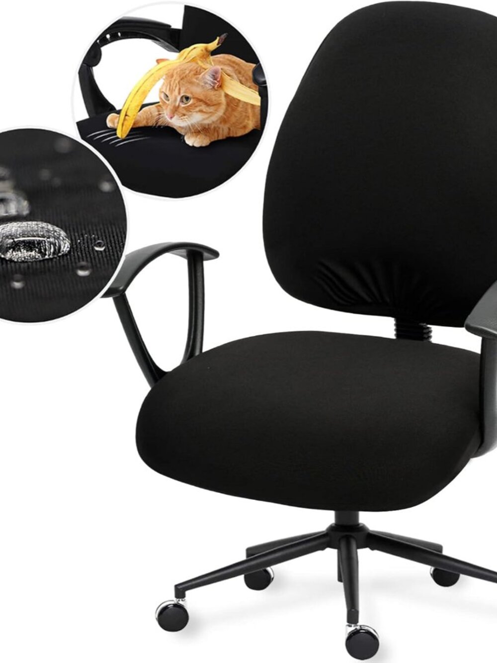 Water-resistant Stretchable Computer Chair Covers - Washable Rotating Backrest a